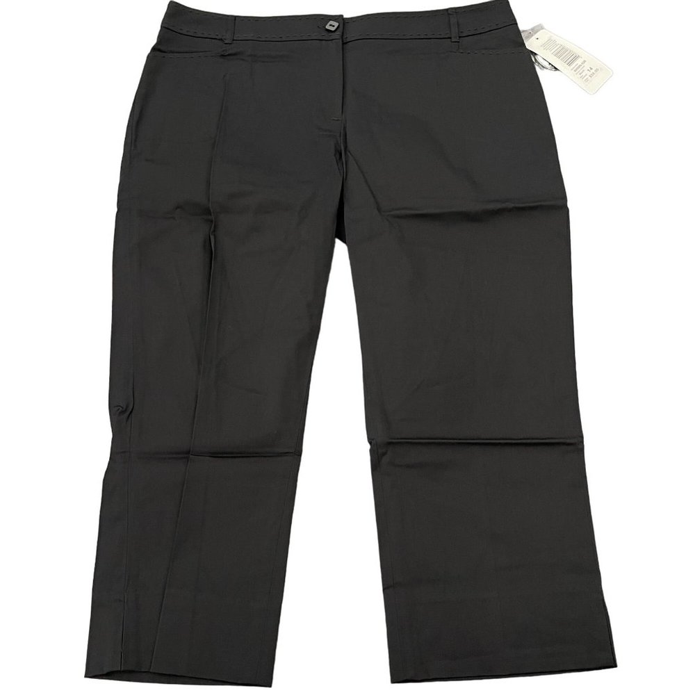 Claudia EV Women's Black Flatten Tummy Cropped Pants, Size 14 NWT
